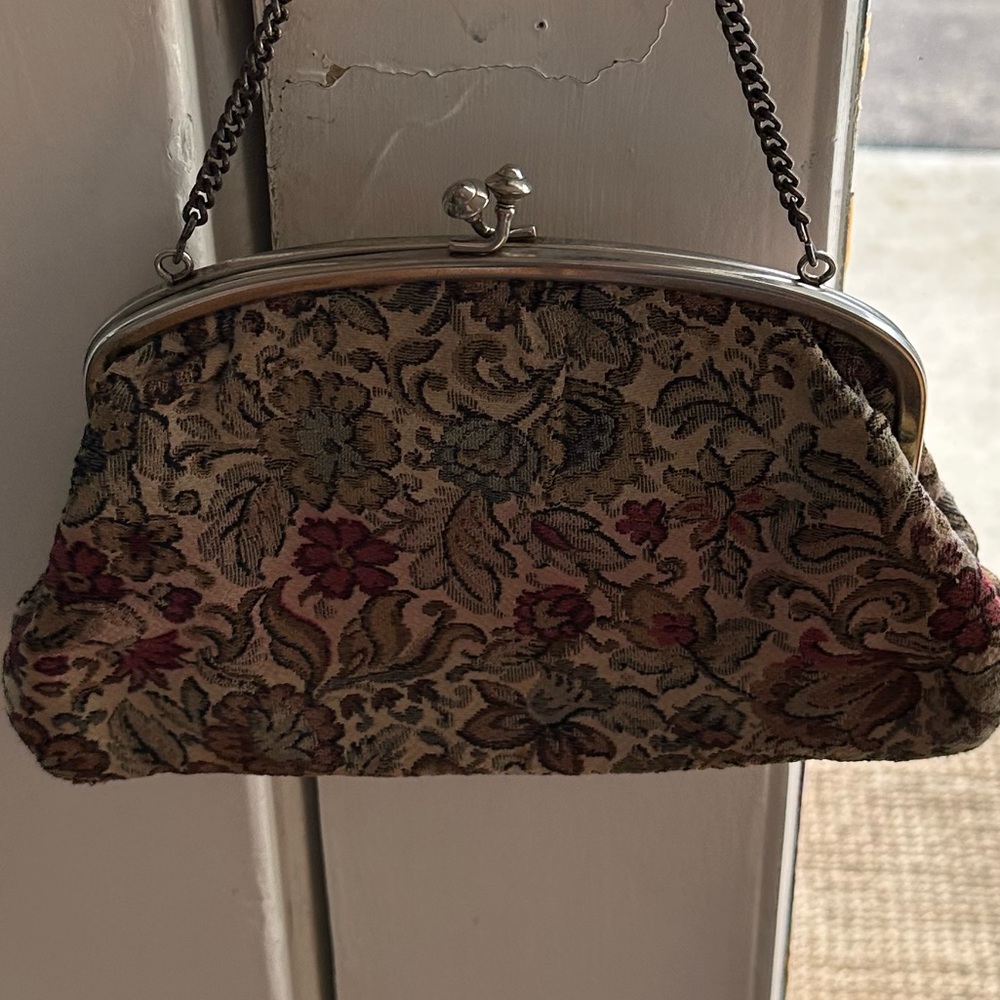 Vintage Floral Tapestry Clutch Bag